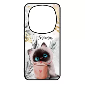 Kávézós cicus - Téli mintás Xiaomi Redmi Note Pro 14 5G / Redmi Note 14 Pro Plus 5G tok