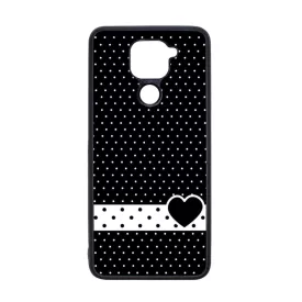 szerelem love szivecskés fekete fehér pöttyös Xiaomi Redmi Note 9 fekete tok
