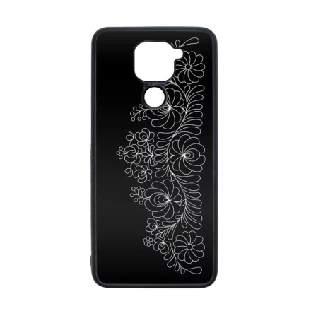 Elegant Matyó - Black magyar mintás hungarian folk Xiaomi Redmi Note 9 fekete tok