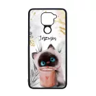 Kávézós cicus - Téli mintás Xiaomi Redmi Note 9 tok