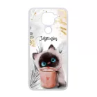 Kávézós cicus - Téli mintás Xiaomi Redmi Note 9 tok
