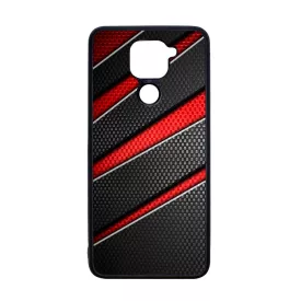 Piros fekete csíkos karbon mintás Xiaomi Redmi Note 9 tok
