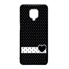 szerelem love szivecskés fekete fehér pöttyös Xiaomi Redmi Note 9 Pro fekete tok