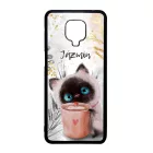 Kávézós cicus - Téli mintás Xiaomi Redmi Note 9 Pro tok