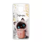 Kávézós cicus - Téli mintás Xiaomi Redmi Note 9 Pro tok