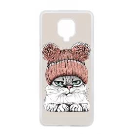 Cuki sapkás cica Xiaomi Redmi Note 9 Pro tok